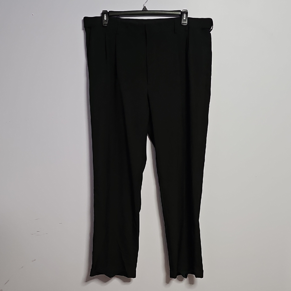 Men's Van Heusen Black Trousers Classic Formal Wear With Elastic In Waist